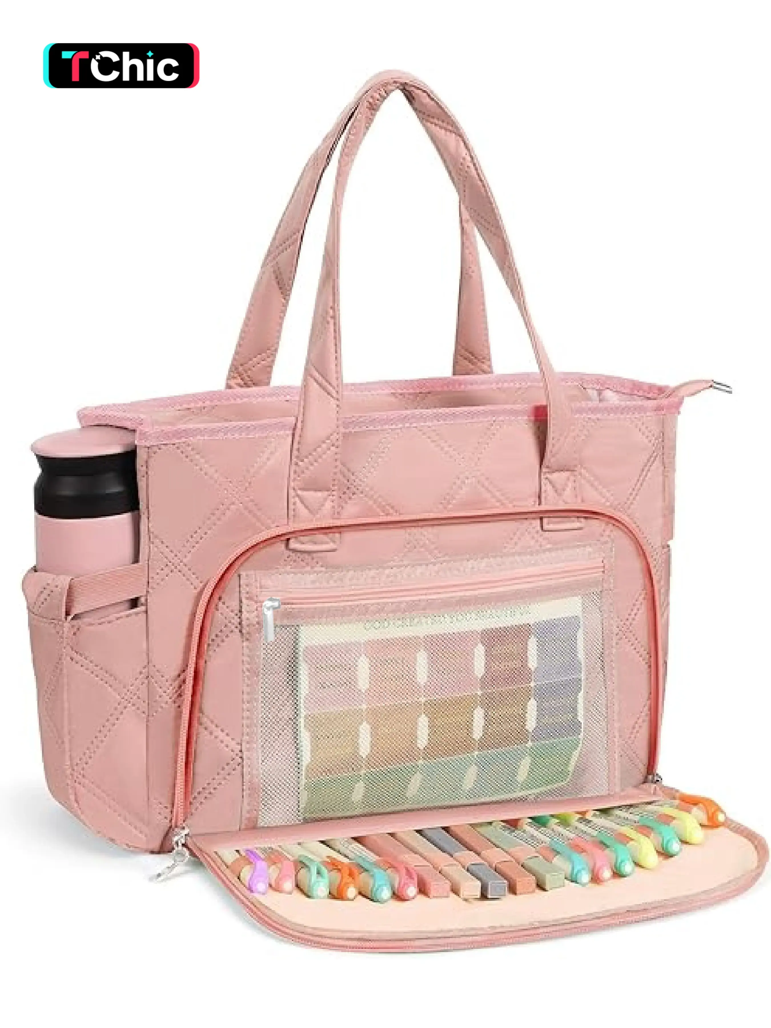 Women's Large Bible Bag with Protective Cover, Stitched Tote Bag with Pockets, Zipper Pocket, Pen Slot, Soft Handle & Shoulder Strap, Crossbody Tote Bag, Casual Shoulder Bag, Handbag Shoulder Bag