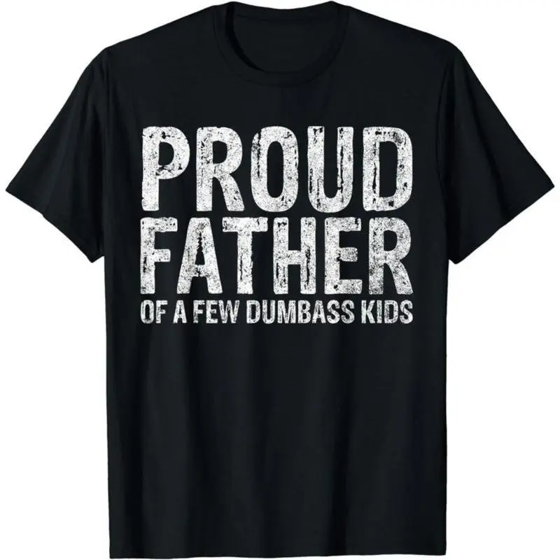 Men's Cotton Short-Sleeve Round Neck Graphic T-Shirt - Proud Father of 1 Dumbass Kid Casual Streetwear Stretch Top, Comfy Menswear for Father's Day
