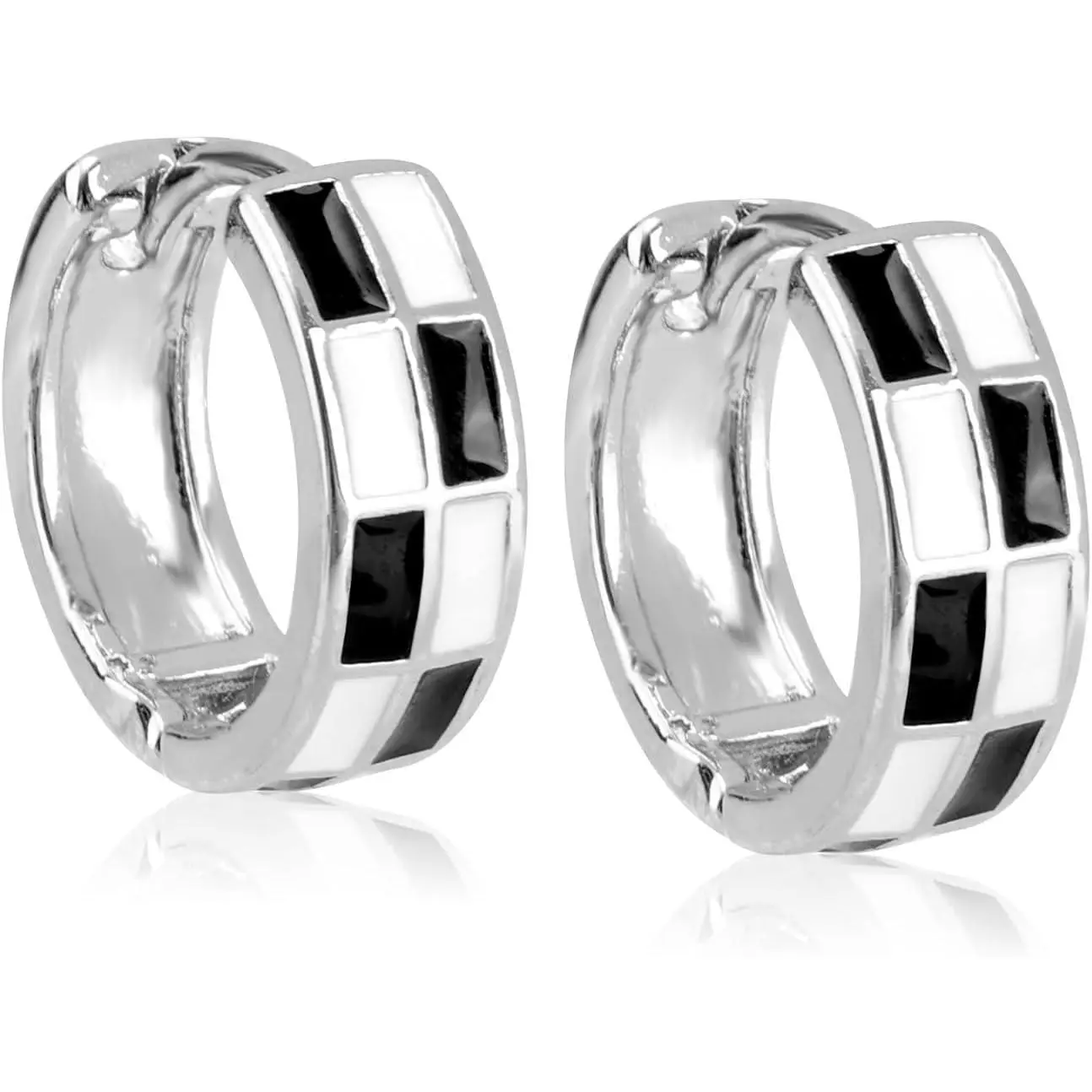 Checkered Earrings, Creative Black And White Checkered Oval Hoop Earrings Vintage Hoop Earrings Interesting Earrings for Women