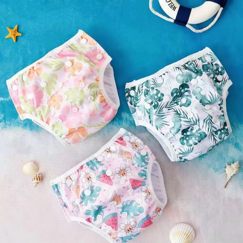 Unisex Baby Leakproof Swimming Diapers, Cute Cartoon Prints, Breathable Skin-Friendly Fabric, Pool Play Essential for Infants-Toddlers