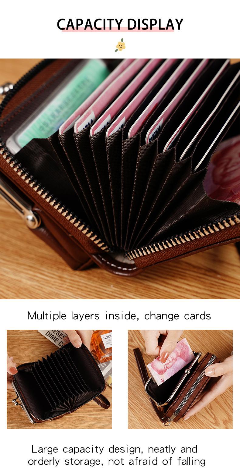 Women's Large Capacity Wristlet Bag, Multi-Layer Wallet with Card Slots, Coin Pocket, Vintage Style, Burgundy, Business/casual, Gift Idea