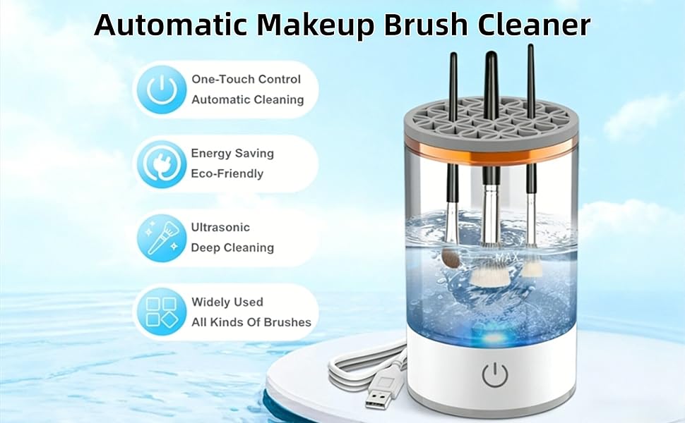 Makeup Brush Cleaner,Automatic Makeup Brush Cleaner machine,Automatic Cosmetic Brush Cleaner for All Brush Sizes
