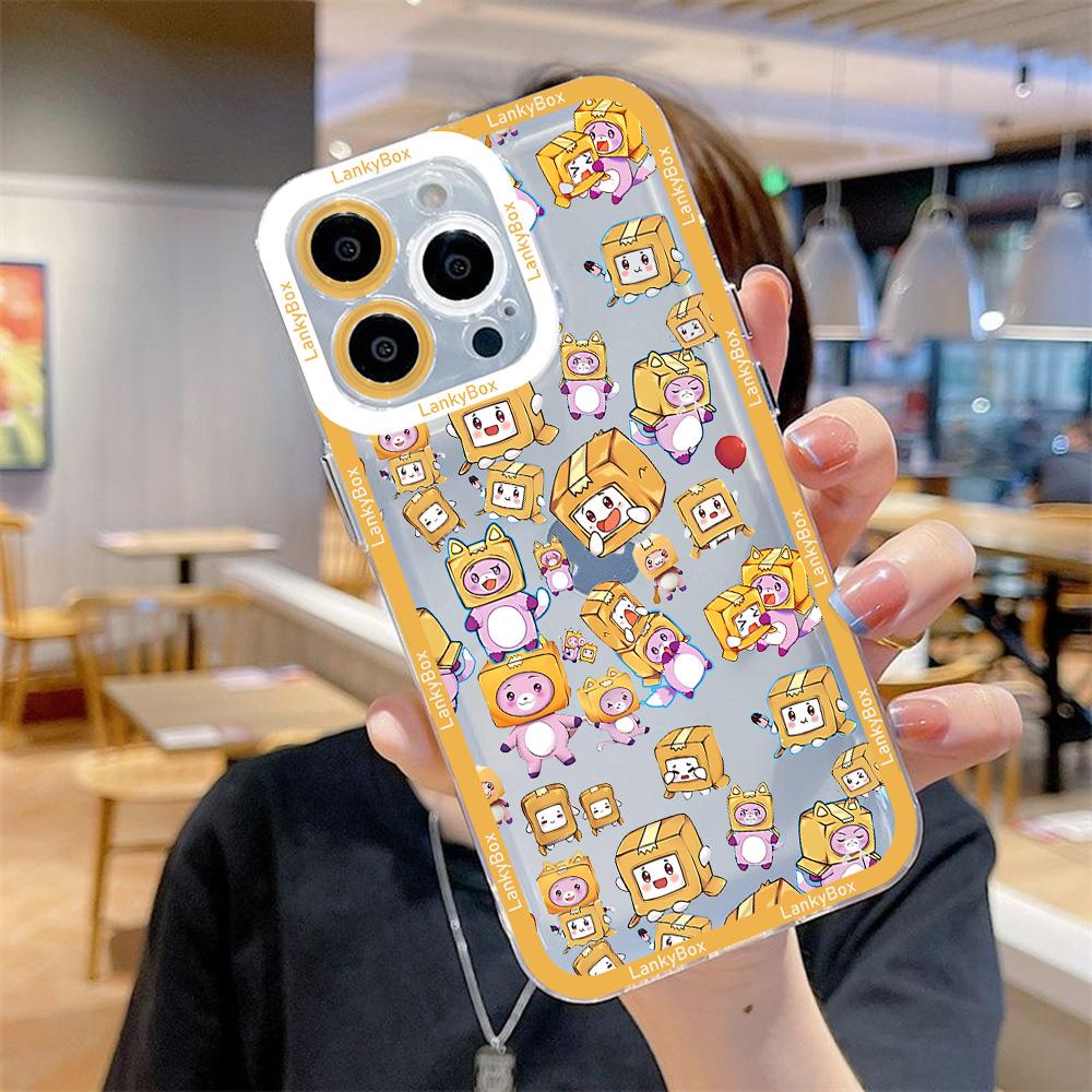 Cute Cartoon LankyBox Phone Case For iPhone 17 16 15 14 13 12 11 Pro Max Plus Transparent Cover