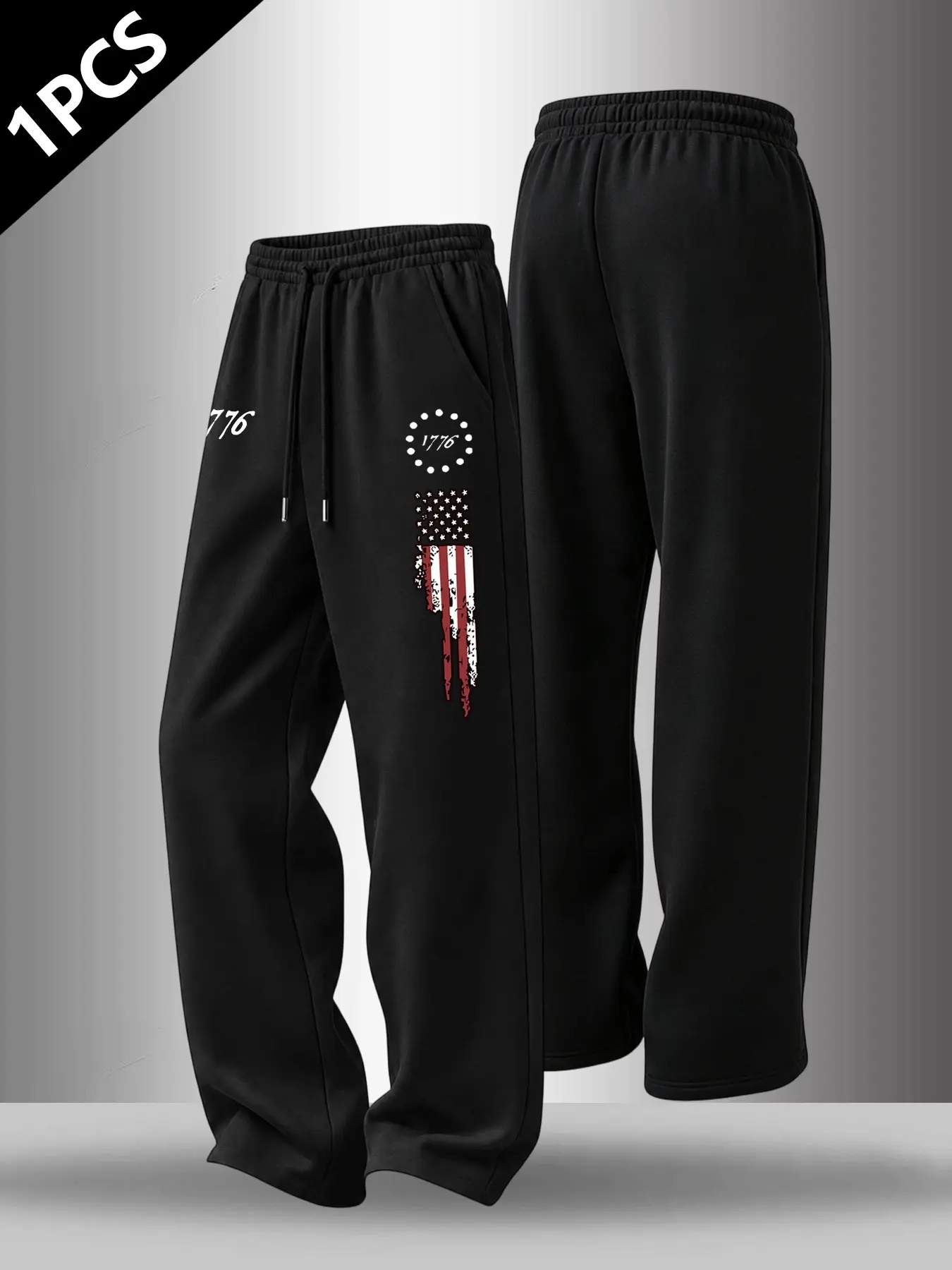 Men's Spring & Fall Straight Leg Sweatpants, Loose Fit, Vintage Ripped Print, Street Style, Ideal for Running & Casual Wear, Multiple Colors Available, Athletic Casual Pants