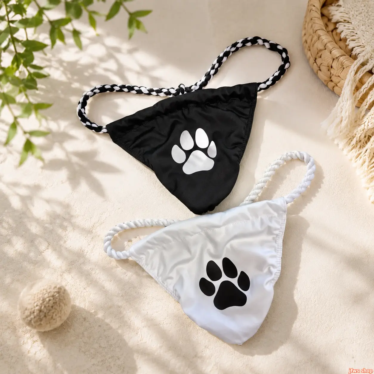 2 Pack Men Paw Print Swim Bikini Bottoms Quick Dry Adjustable Straps Bathing Suit Trunk for Pool Party and Beach Swimwear Multi Size homedecor
