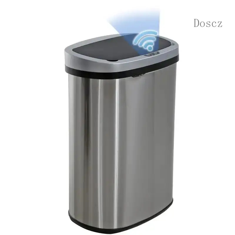 Brushed Stainless Steel Kitchen Trash Can with Lid - 13gal (50L) Touch-Free Automatic Waste Bin for Home Office, High-Capacity Trash Cans for Kitchen