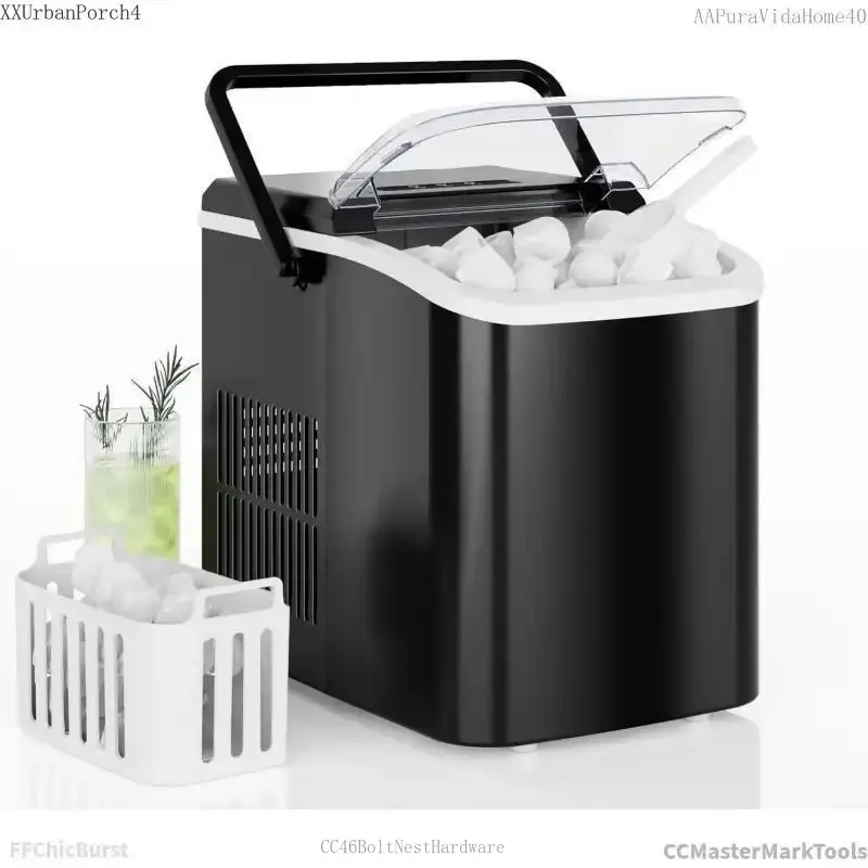 Countertop Ice Maker with Handle, 26lbs/24H Portable Ice Machine, 9 Bullet Ice Cubes Ready in 6 Mins, Self-Cleaning, Quiet Compact Ice Maker for Home,, RV, Camping, BlackCCMasterMarkToolsAAPuraVidaHome40XXUrbanPorch4CC46BoltNestHardware