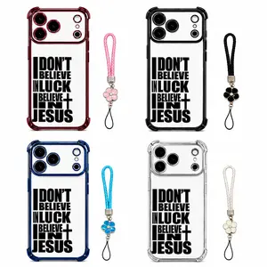 Christian Jesus Phone Case with Wrist Strap for iPhone 17 Pro Max 16 15 14 13 12 11, Faith Based Protective Cover, Bible Verse Religious Phone Case, Shockproof Clear TPU Case, Christian Gift for Women Men