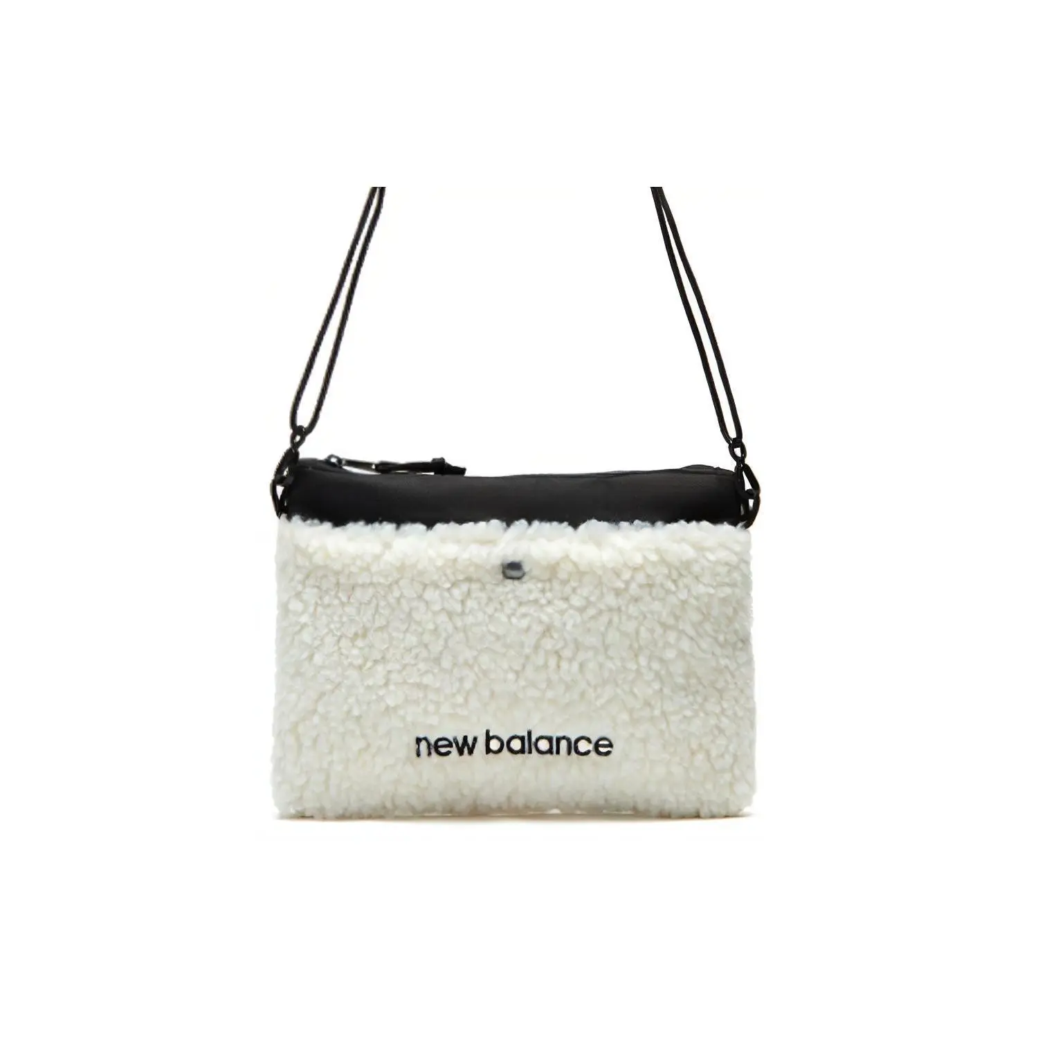 New Balance Casual Zippered Fabric Crossbody Bag for Men and Women, Unisex Style in White