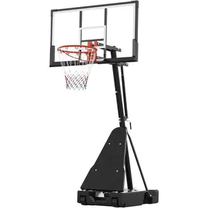 Basketball Hoop Outdoor with 44/54 Inch Backboard, 4.92-10FT Stepless Adjustable Height Portable Basketball Goal with Wheels, Weather Resistant Stable Basketball System for Backyard, Driveway, Courtyard Family Training & Daily Play