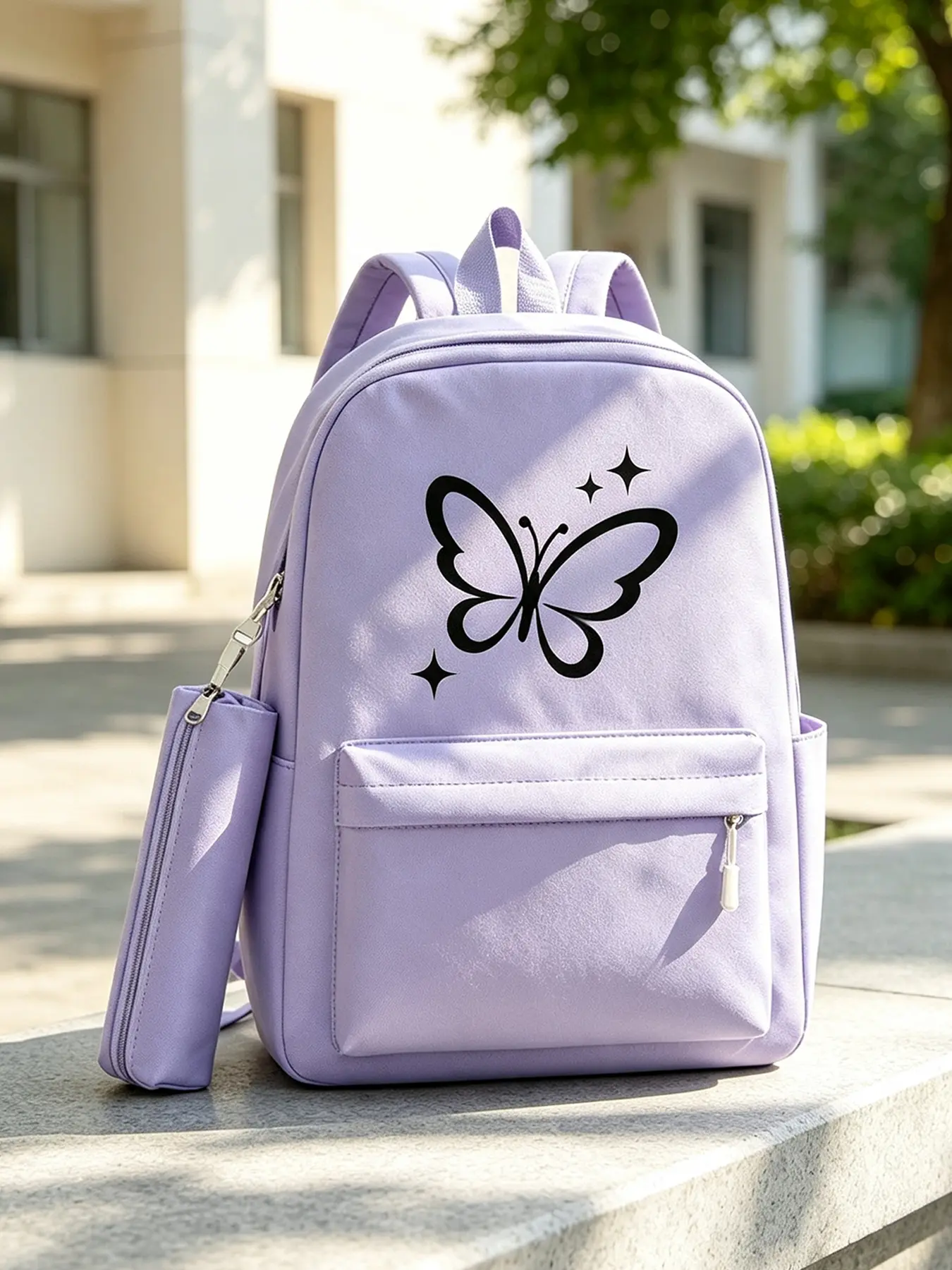 Butterfly Print Backpack, Trendy Large Capacity Laptop Bag for Students and Office Workers