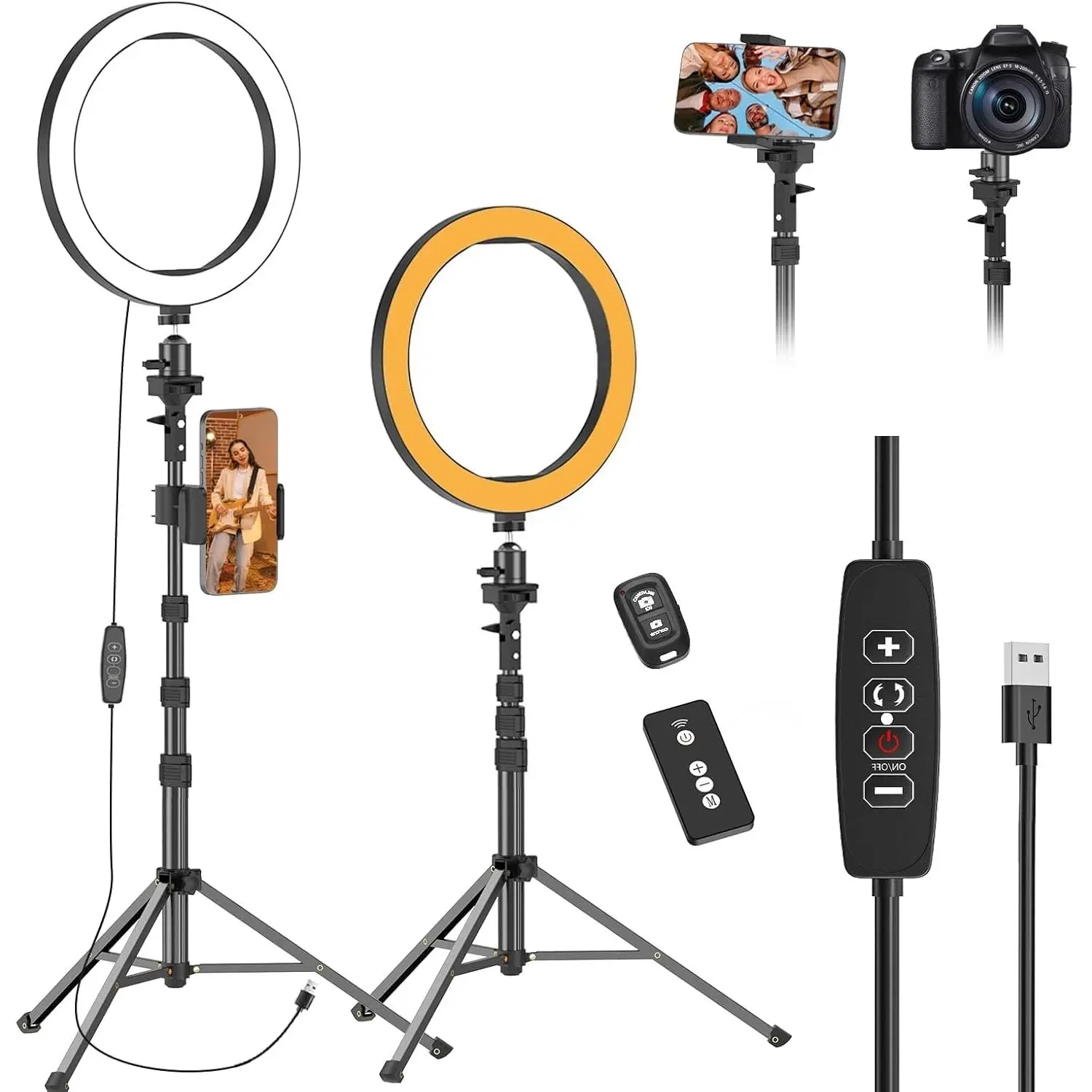 10" Dimmable LED Ring Light with 55" Extendable Tripod Stand, Phone Mount, Controller & Accessories for Selfie Photography, Recording, Picture Taking