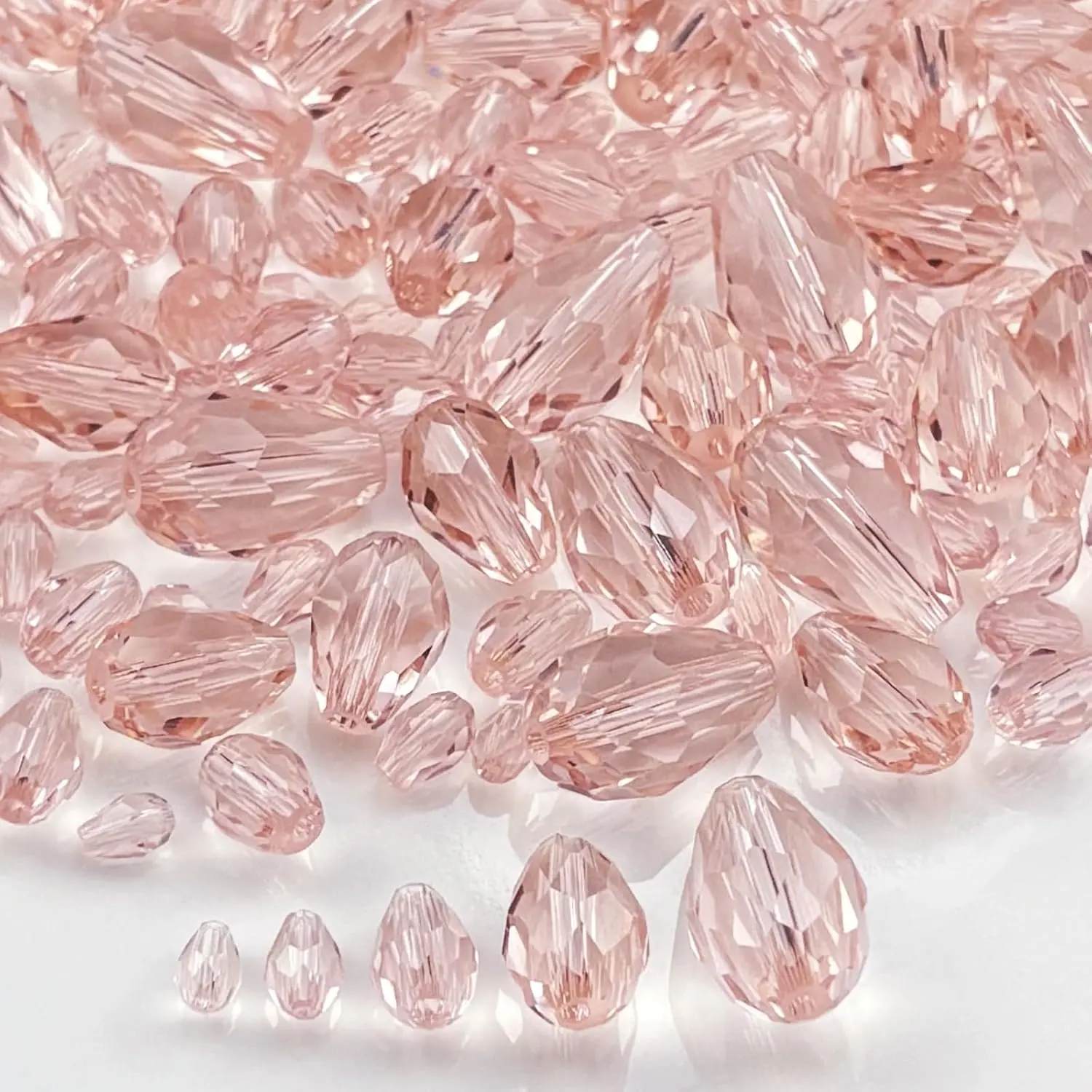 340 count Teardrop  Glass Beads 3x5mm 4x6mm 6x8mm 8x12mm 10x15mm Vertical Hole Faceted Glass Spacer Beads for Necklace Bracelet Earrings DIY  Crafts()