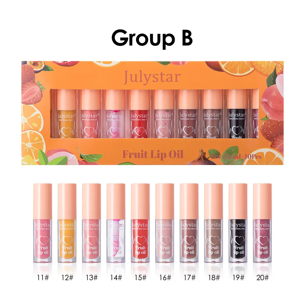 Fruit Flavor Mirror Lip Gloss Set, Moisturizing Hydrating Ten Colors, High Shine Lipgloss, Shiny Lip Color, Long-Lasting Makeup, Perfect for Daily Use