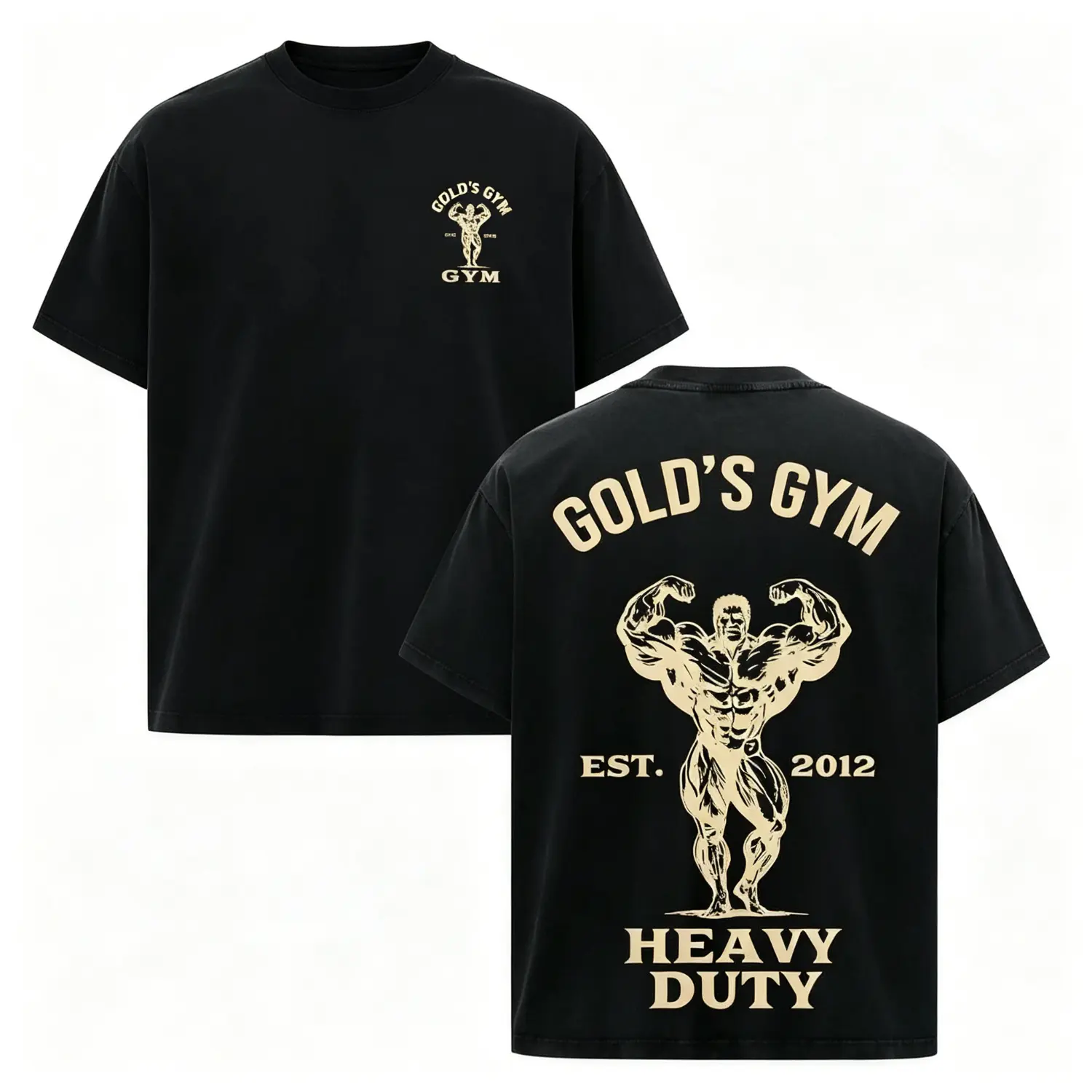 100% Cotton Vintage Bodybuilding Gym T-Shirt, Front Back Heavy Duty Muscle Graphic Tee, Unisex Soft Comfort Fit, Retro Classic Workout Lifting Gift, Trendy Athletic Tee, Multi Colors
