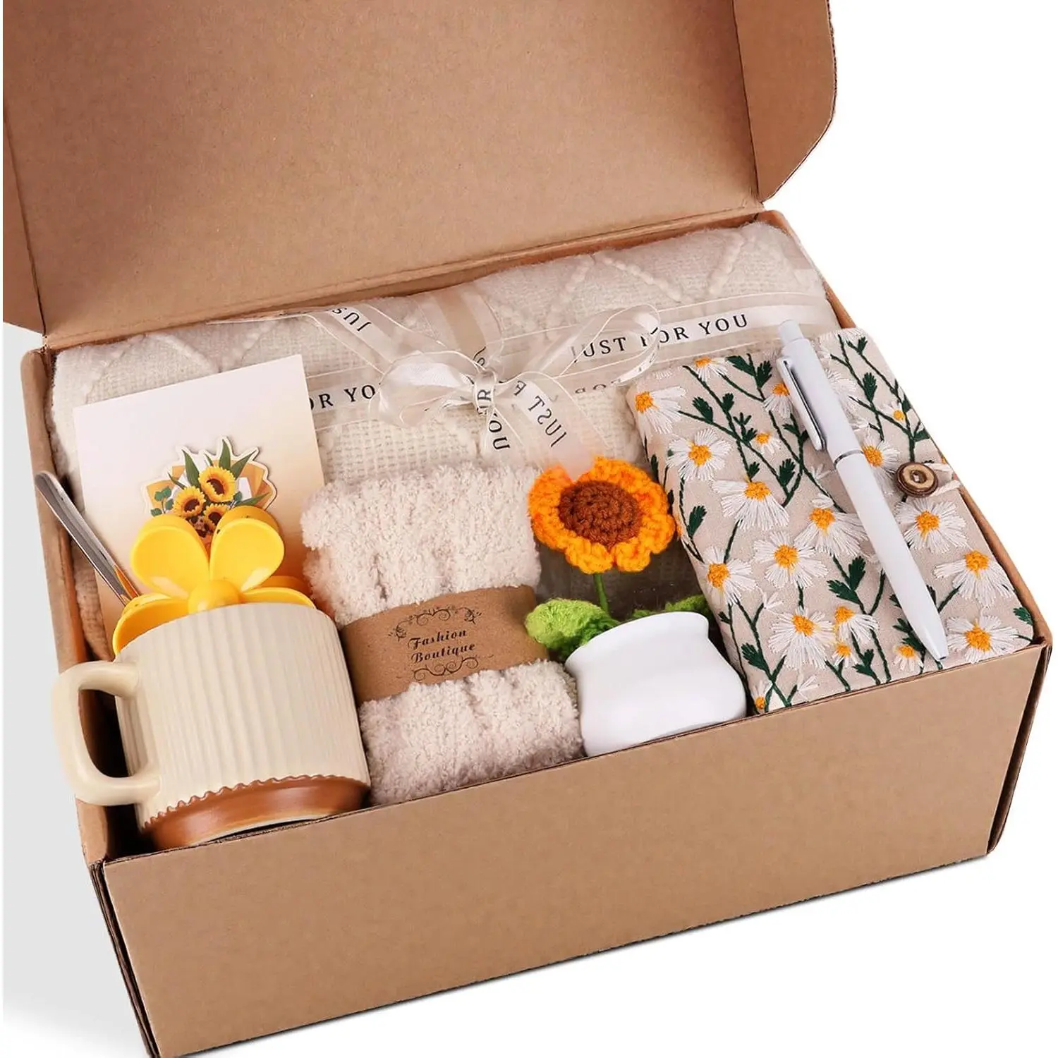 Get Well Soon Gift Baskets for Women Care Package for Women Sunflower Gift Basket Self Care Birthday Gifts Thinking of You Sympathy Gifts for Mom Sister Best Friend Wife Girlfriend