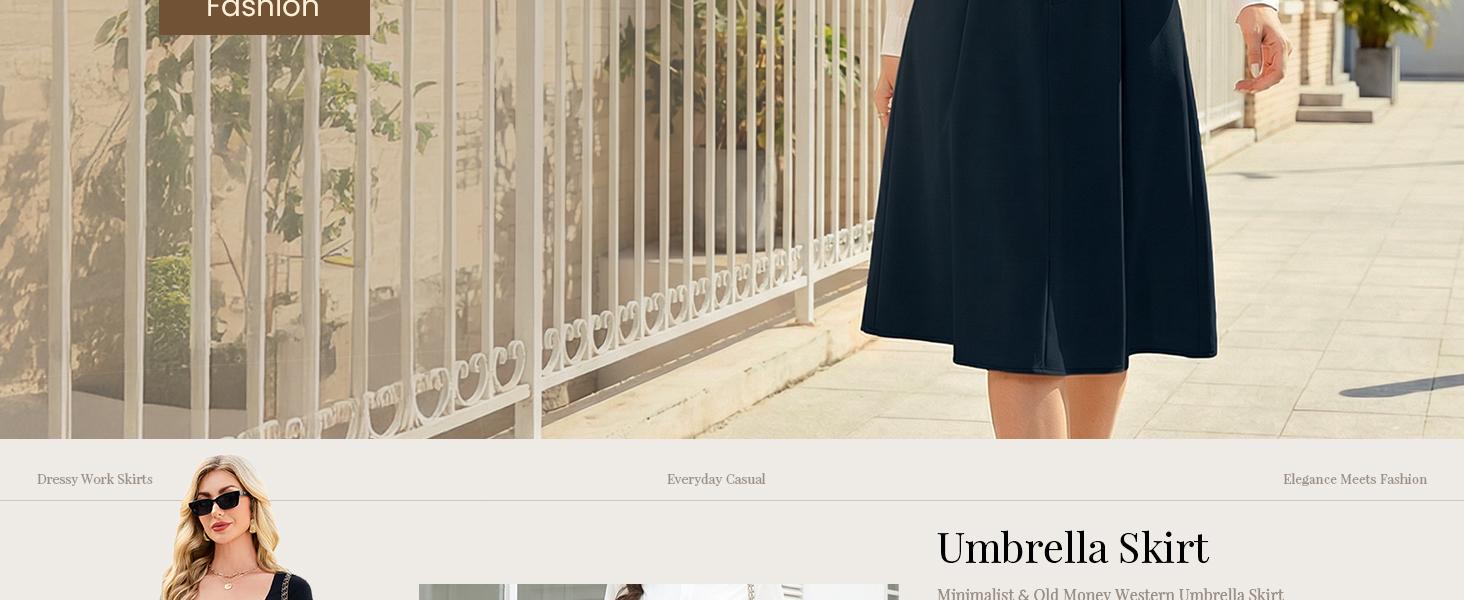 Casly Lamiit Women's Midi Skirt High Waist A Line Pleated Flare Business Casual Skirts with Pockets for Office Dating #Springfresh