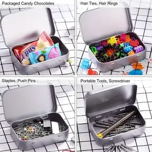 4/8/12pcs Traditional Style Aluminum Storage Boxes with Lids, Portable Rectangular Metal Containers, Stackable Design, Gift Card Holder