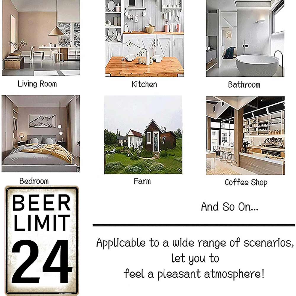 Beer Limit 24 Funny Metal Sign 12x8 In Aluminum, Vintage Beer Tin Sign for Man Cave, Home Bar, Pub Decor, Retro Speed Limit Style Wall Art for Beer Lover, 12x8 Inch Aluminum Plaque