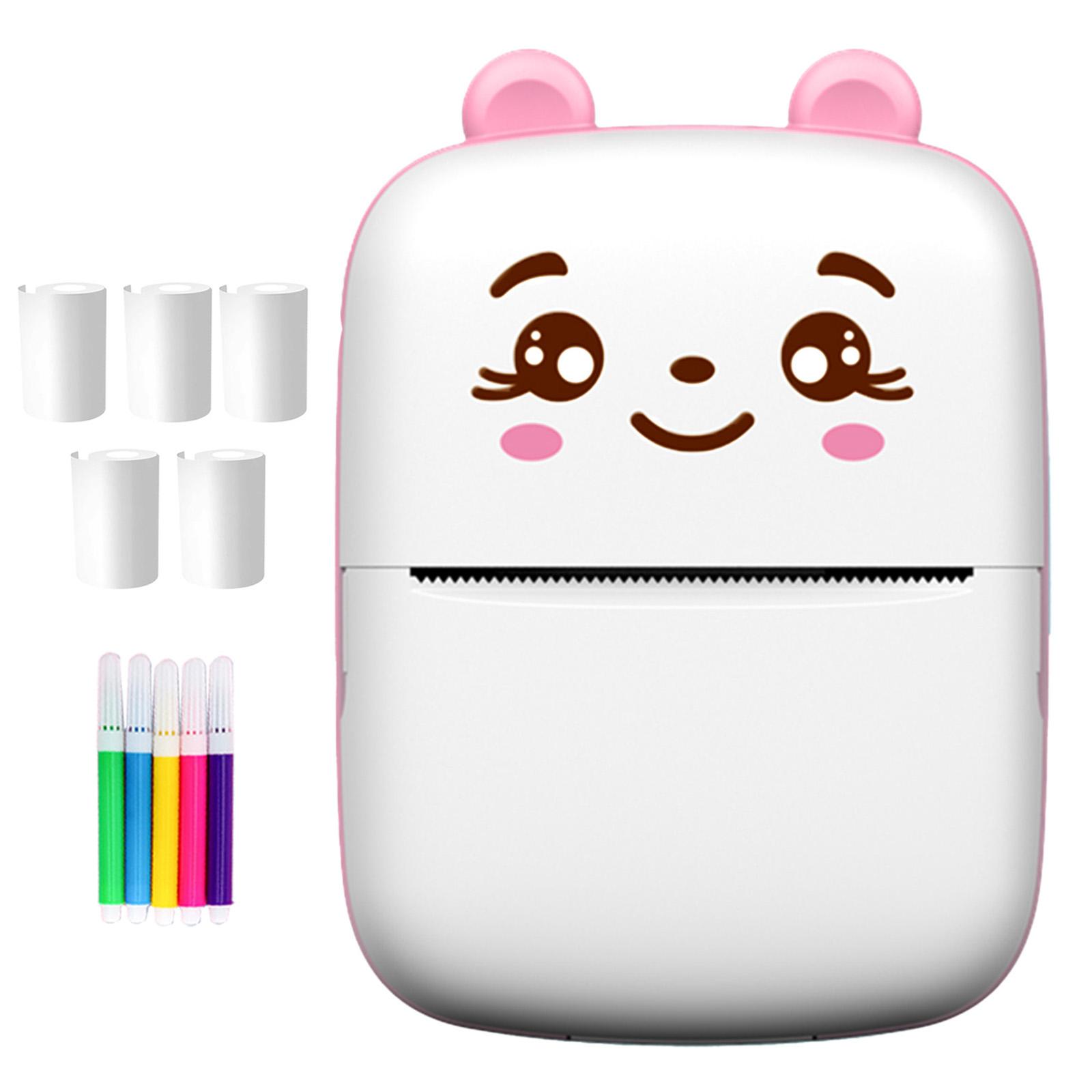 Kids Bluetooth-compatible Printer Gift Set, Portable Mini Wireless No Ink Printer with 5 Paper Rolls & Color Pens, Perfect Birthday Xmas Gift