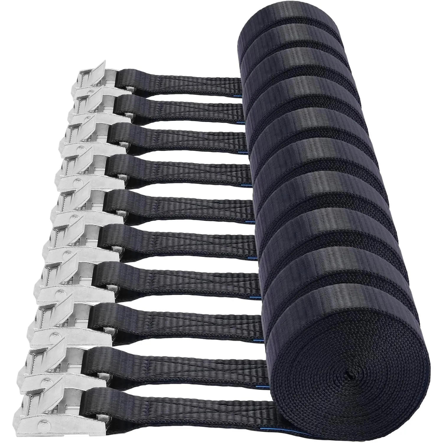 Lashing Straps 10 Pack,1" x 10Ft Adjustable Cam Buckle Tie Down Cinch Strap for Packing Black Packing Straps Heavy-Duty for Cargo/Luggage/Kayak//SUV/ Roof Rack