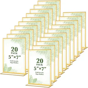 20 Pack   Sign Holders 5x7 Inch, Double Sided Vertical Stand Clear Picture Frames, Table Menu Display Holders for Wedding Table Numbers, Restaurant Signs, Event and Office Photos