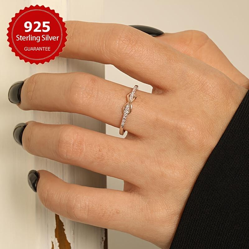 S925 Sterling Silver Wedding Ring Dainty Fresh Lucky 8 Loop Colorful Split Delicate Jewelry Gift for Women