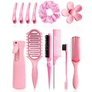 12pcs Hair Styling Tool Set, Includes Comb, Brush, Dyeing Comb, Pick Comb, Hair Clip, Elastic, Spray Bottle, Ideal for Students and Women