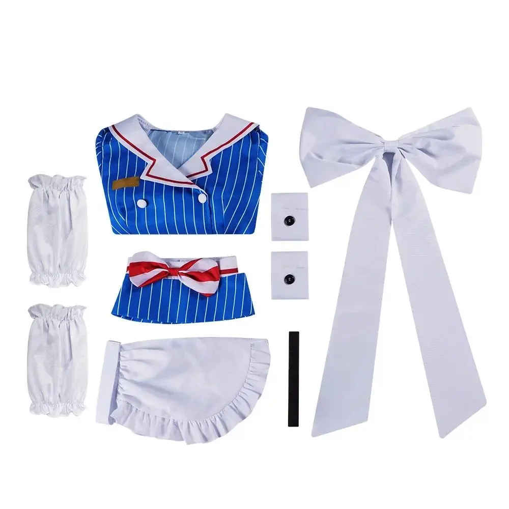 2025 Anime Mesmerizer Uniform Women Striped Maid Dress Miku Cosplay Costumes Hat Apron Suit For Women Halloween Carnival Party