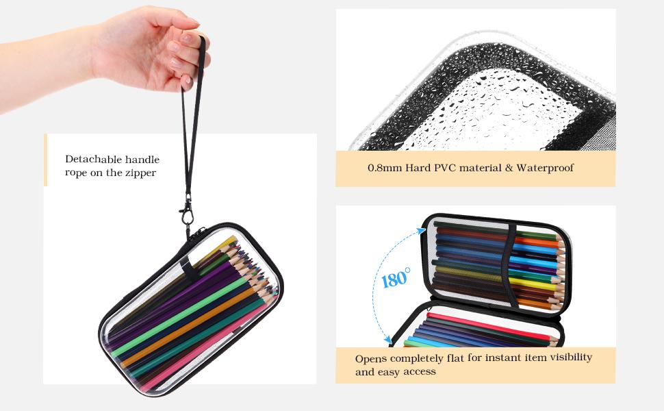 4 Pcs Clear Hard Sided Zipper Pencil Case Pouches Bulk Plastic Hard Shell Pencil Case Box Organizer with Mesh Pocket Toiletry Pouch Makeup Bag, Back to School Supplies(Macaron)