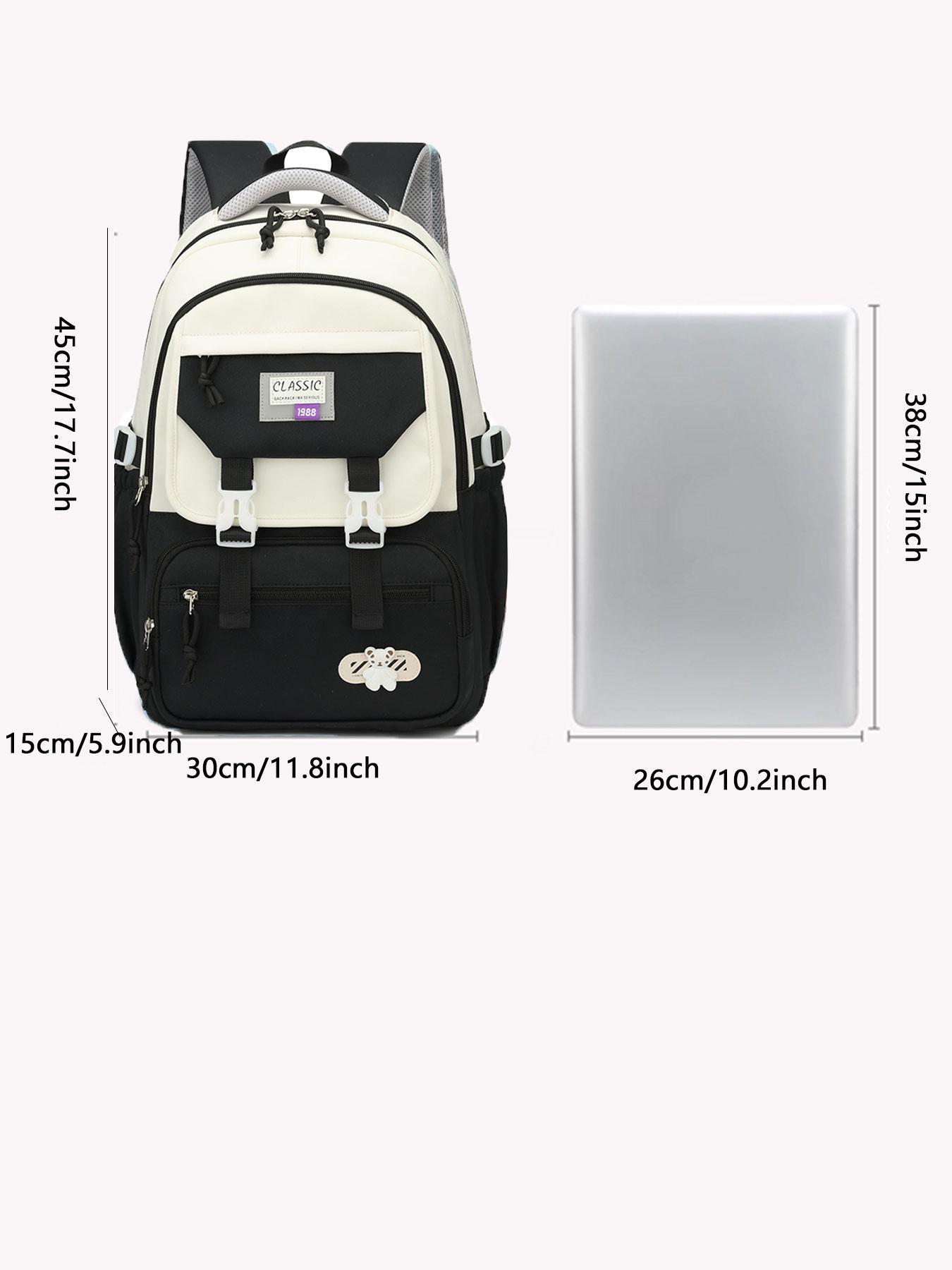 Colorblock Large Capacity Backpack, Casual Minimalist School Backpack for Women & Men, Fashionable Backpack for Daily Use for Boys & Girls