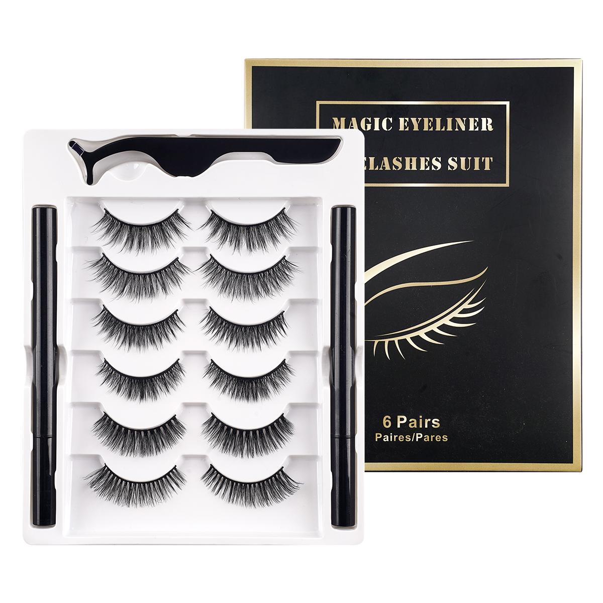 Magnetic Eyelashes with Applicator, 1 Box Reusable No Glue Needed False Eyelashes with Eyeliner & Applicator, Eye Makeup Product for Women, Cosmetic, Lashes, Eyelashes, Glueless Lashes