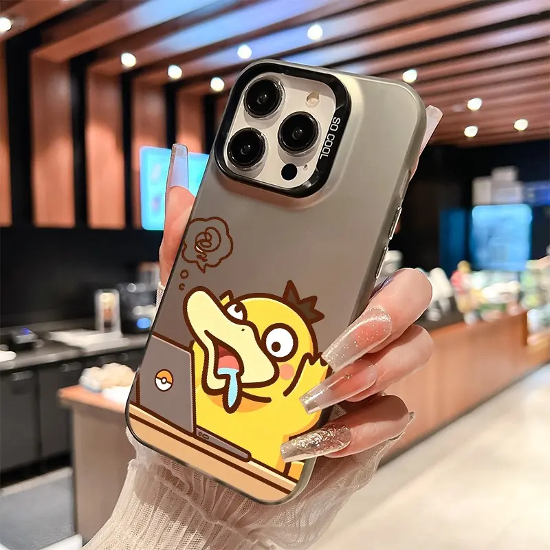 Dizzy Psyduck Staring at Laptop iPhone17/17PROMAX/17PRO/16/15/14/13/12/11 anti-skid Hard silver shell of color CY769