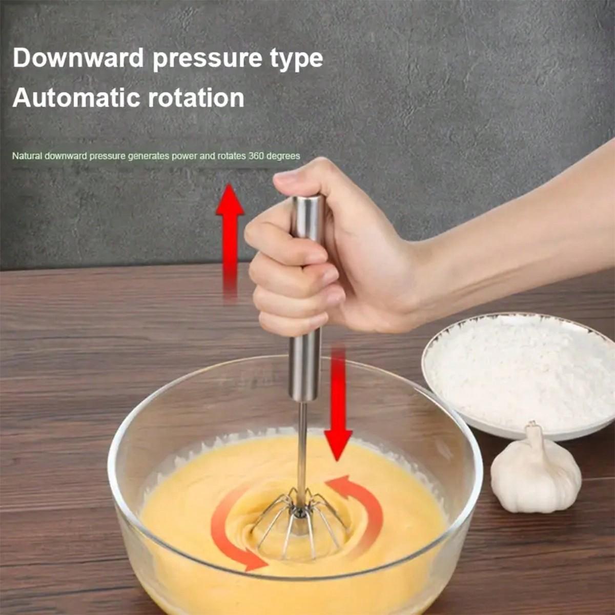 Manual Egg Beater, 304 Stainless Steel Press Type Semi-automatic Egg Mixer, Household Baking Cream Beater, Kitchen Accessories, Utensils