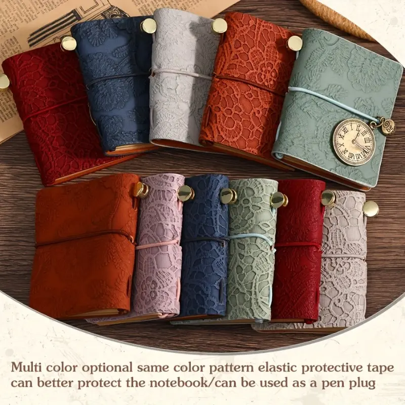 1 Mini Leather Notebook / Pocket Sketchbook – Cute, Vintage, Portable Daily Planner & Organizer – Travel Diary Notebook Accessory (Halloween, Thanksgiving, Christmas)