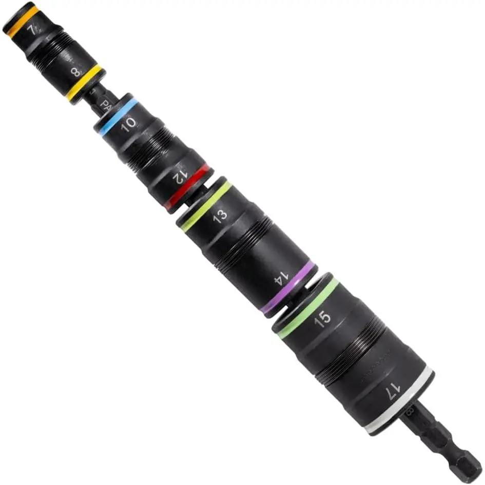 32934M Impact Driver, 8-in-1 Metric Socket Set, 4 Flip Sockets with 7, 8, 10, 12, 13, 14, 15 and 17mm Nut Driver Sizes, Impact Rated 6-1/2-Inch Shaft