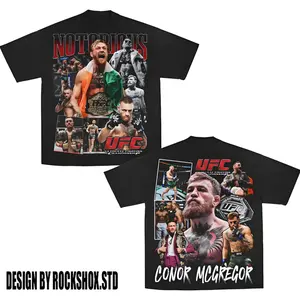 🥊🔥 UFC Conor McGregor Retro Cotton Graphic Tee Oversized T-Shirt Irish Legend Fighter MMA UFC Style Streetwear Graphic Tee Vintage Combat Sports Shirt Fight Night Outfit Gift for Fans Unisex Casual Heavyweight Cotton Apparel Trendy Everyday Wear