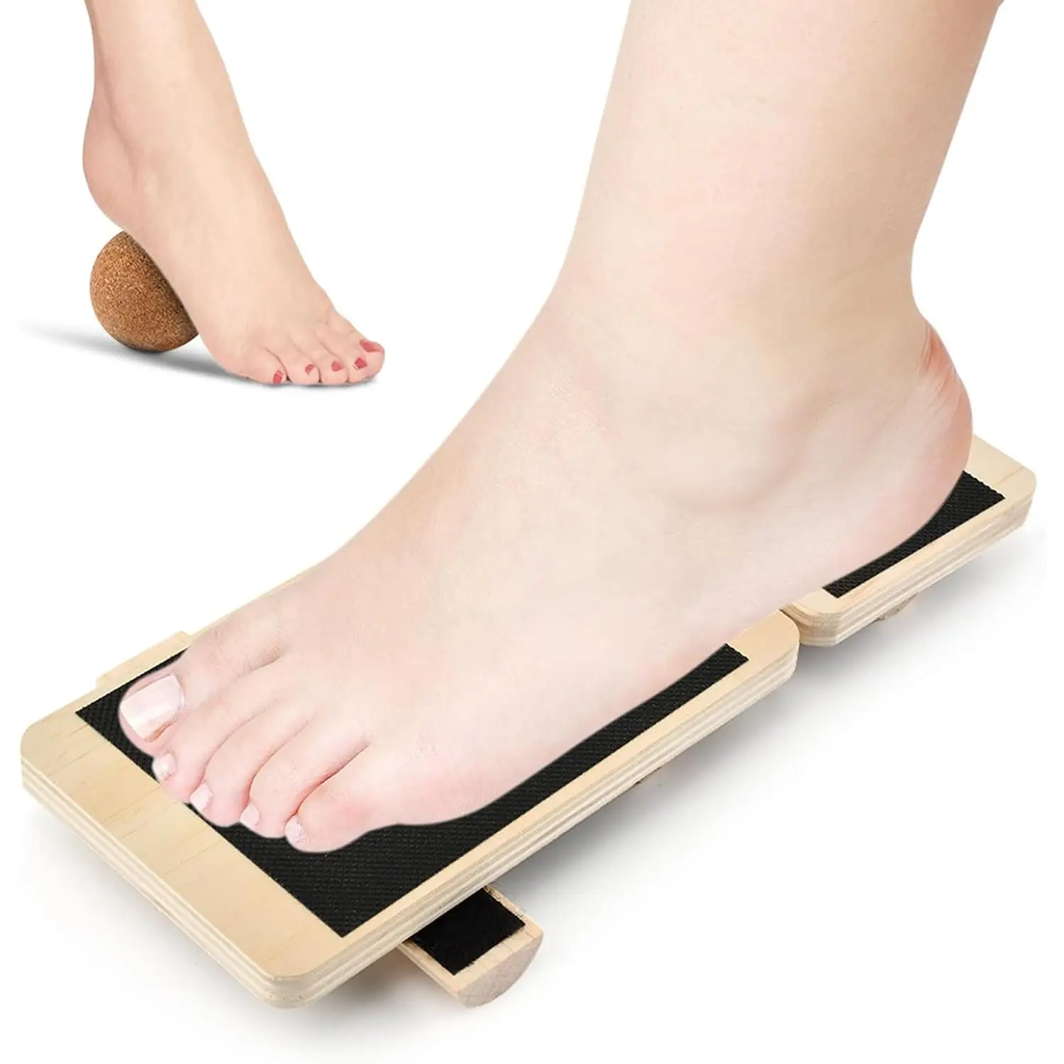 Ankle  Board with Massage Ball, Foot Strengthener Trainer | Wooden  Board, Foot Massage Ball, Non-Slip Design, Beginner-Friendly, For Ankle Strength