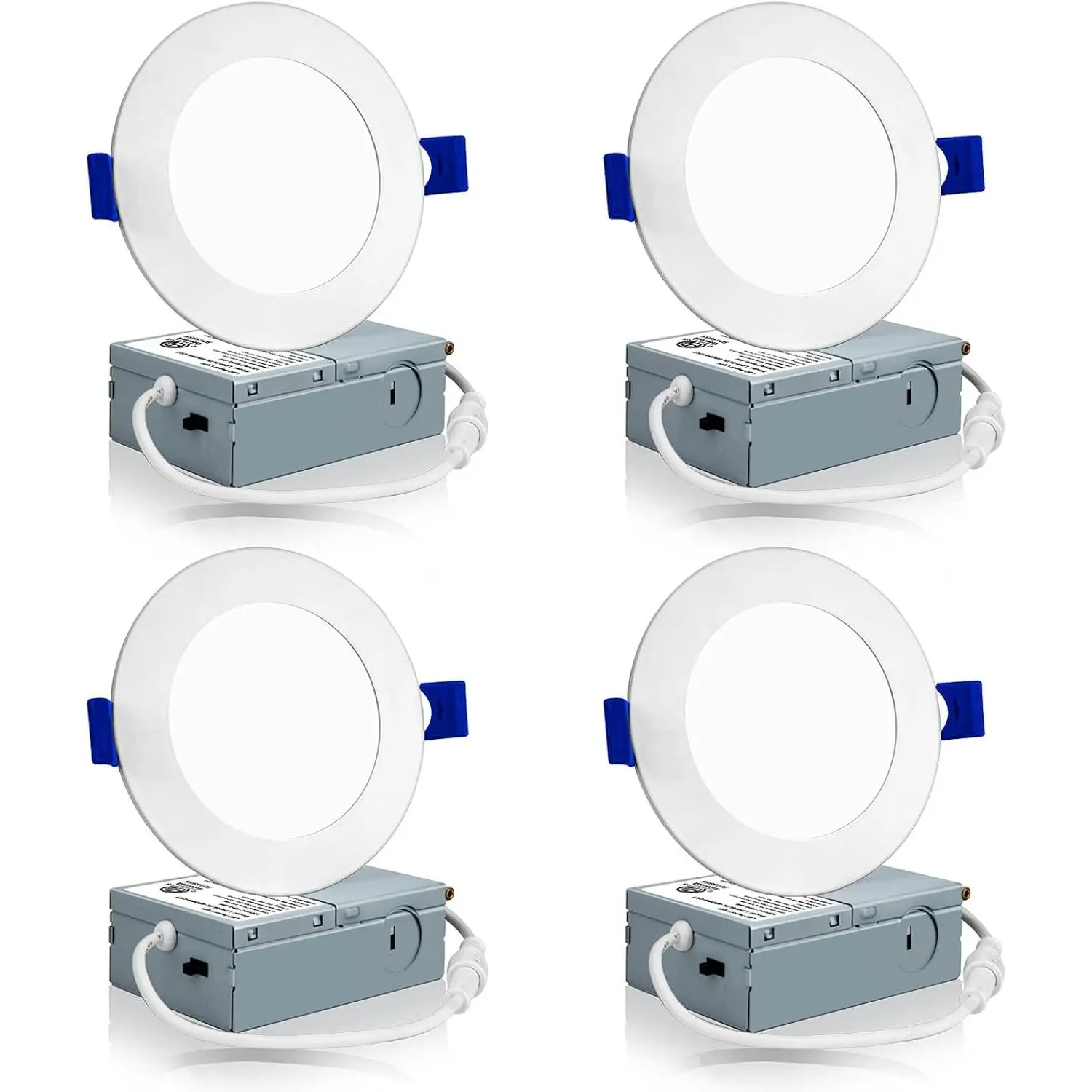4 Pack 4 Inch LED Recessed Ceiling Light with Junction Box, 3000K/4000K/5000K Selectable, 9W=75W 750LM, Dimmable Canless Downlights, ETL and Energy Star Listed
