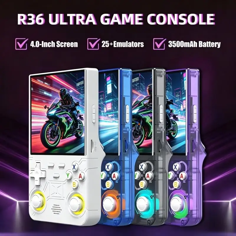 R36ultra Retro Handheld Vsr36s Video Game Console, 4.0 Inch IPS Screen, 128GB Portable Gaming Device, Linux Open Source System