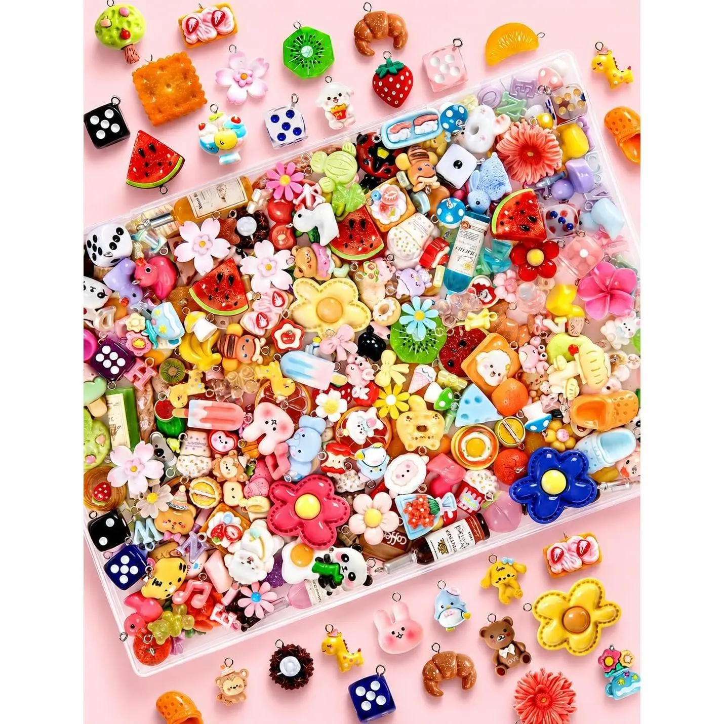 DIY Resin Bracelet Charms, Mini Fruit Animal Pendants for Keychain & Jewelry Making | Kandi Bracelet Making Kit, Charms for Necklaces & EarringsGift