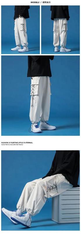 Kyn Apparel Spring Summer Casual Sport Cargo Baggy Sweatpants Men Harajuku Lightweight Joggers Pants Straight Apicot White Wide Trousers