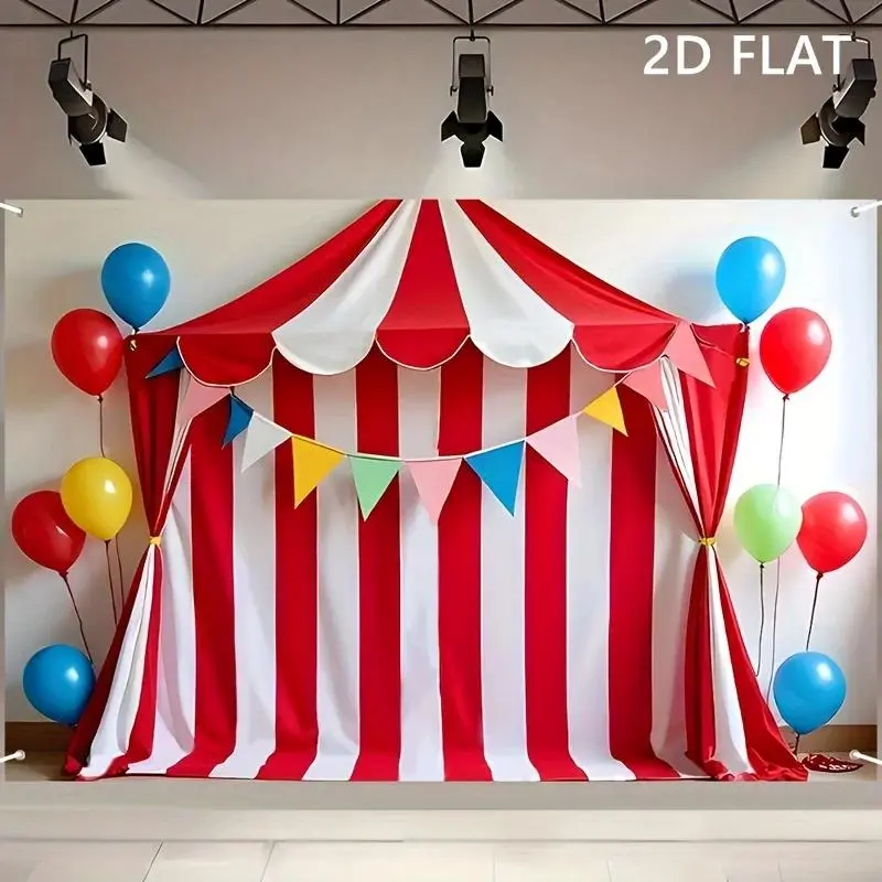Carnival Backdrop Circus Theme Backdrop Tapestry Wall Hanging Photography Background Polyester Party Stage Decoration Birthday Event Studio Use Indoor Outdoor