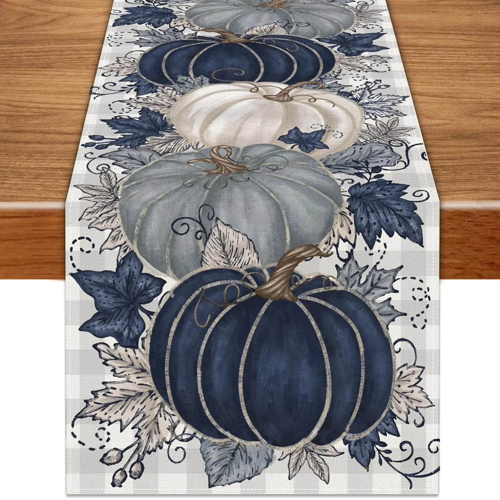 Pumpkins Golden Maple Leaves Fall Table Runner, Autumn Thanksgiving Fall Decorations for Home, Harvest Festival Seasonal Holiday Farmhouse Decorations and Supplies for Home Kitchen Dining Room Table Thanksgiving Home Decor