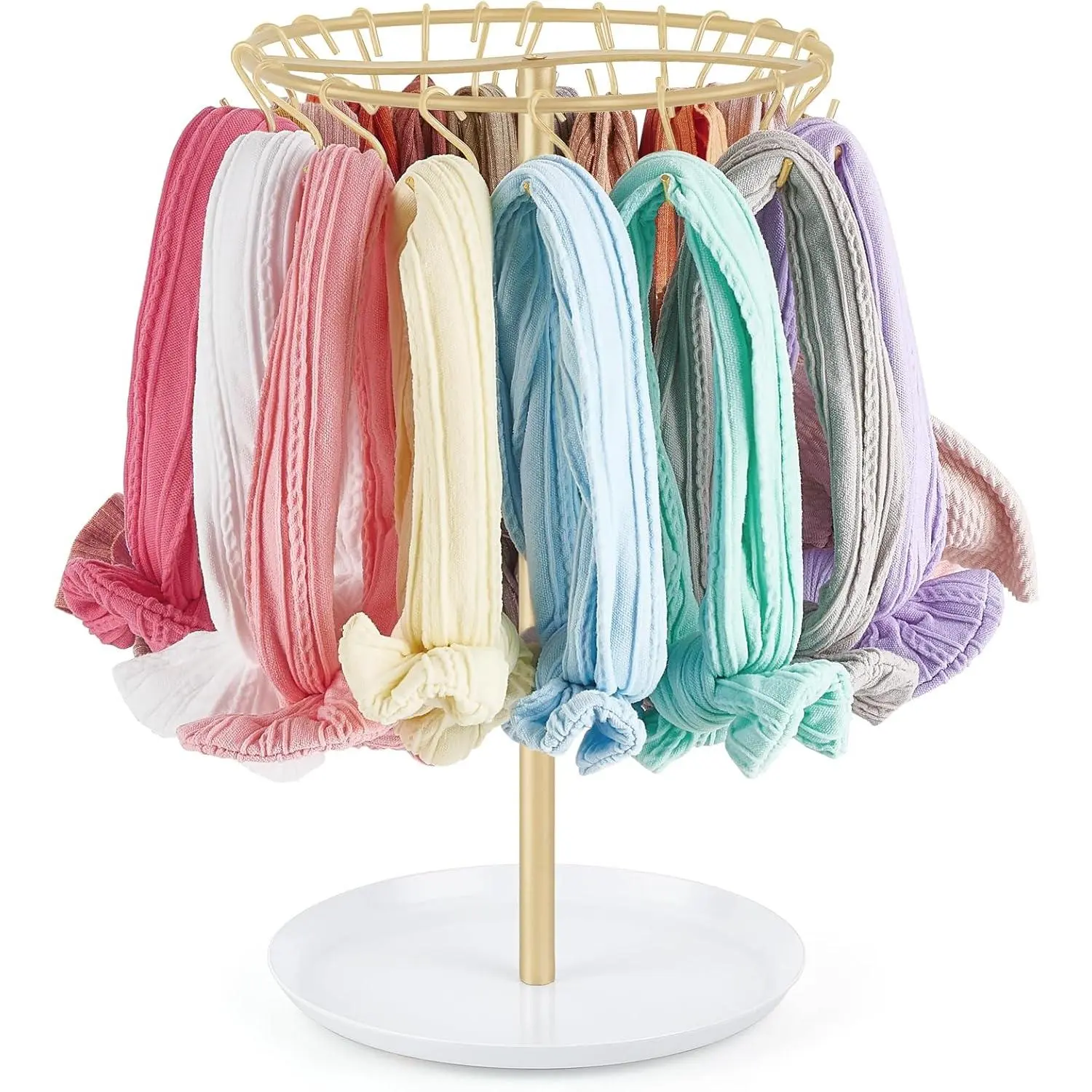 Bow Organizer for Girls Metal Headband Bow Holder with 30 Hooks,  | Hair Accessories Storage Stand Display, Big Capacity, Space-Saving, Removable Hooks, Cute & Stylish   Room Decor