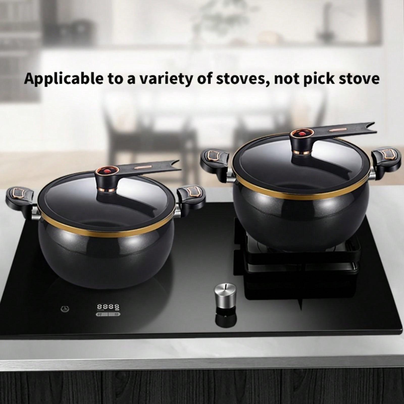 8.5L Large Nonstick Stockpot - Works with Induction & Gas Cooktops, Transparent Lid with Exhaust Valve, Easy to Clean