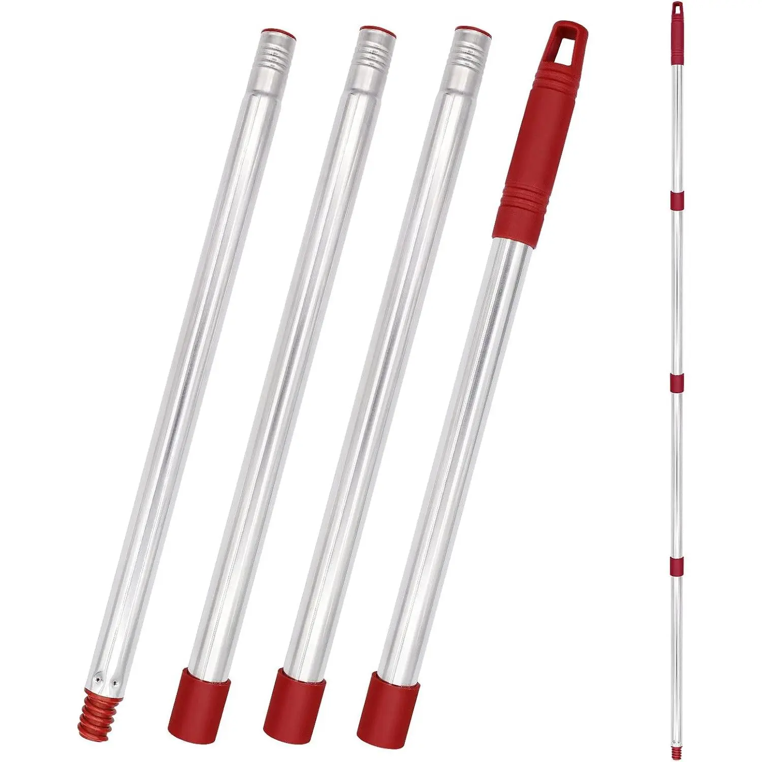 Spin Mop Handle , Mop Handles for Ocedar | 30 to 58 inch Stainless Steel Handle for  Spin Mop ,4-Section Mop Stick  Threaded Joint