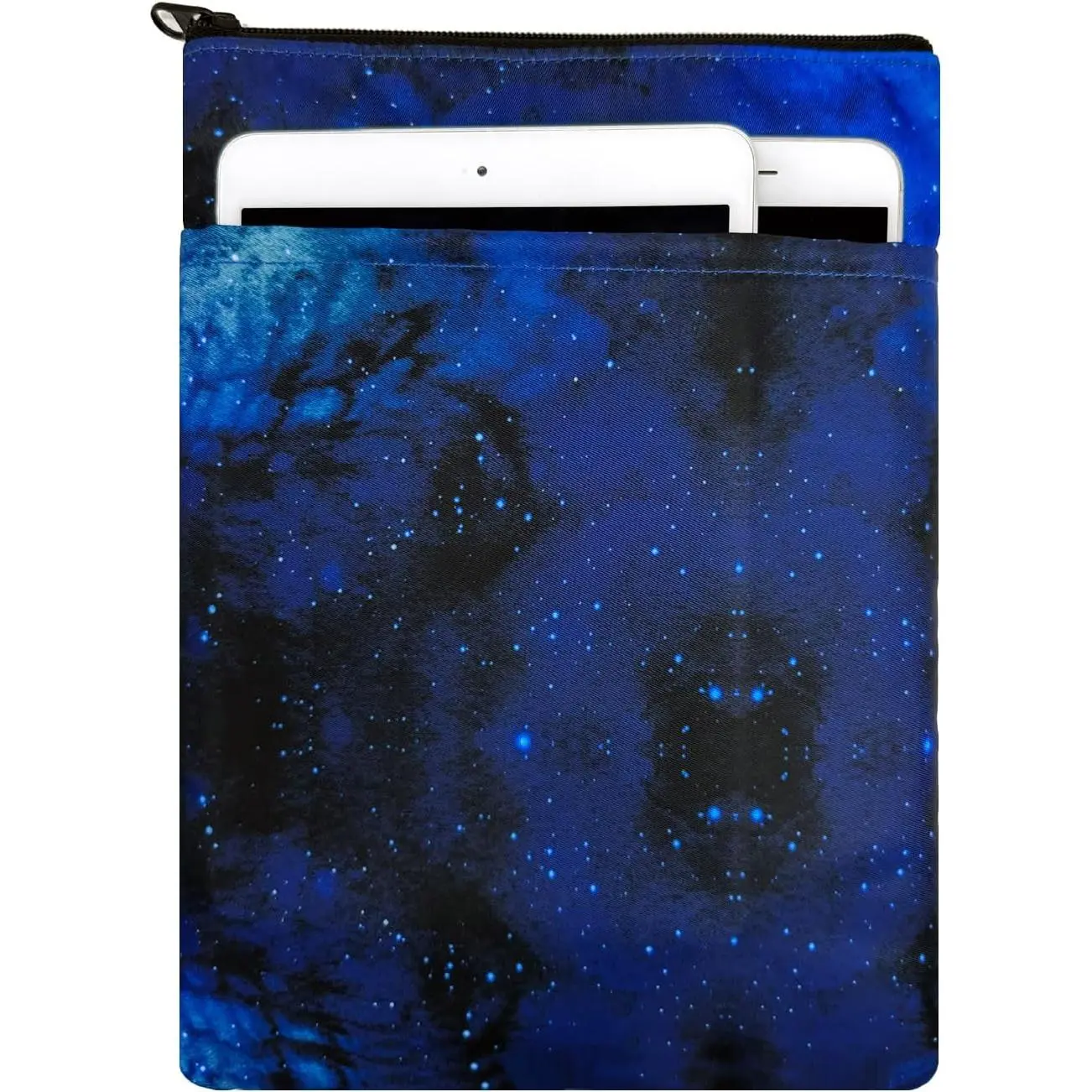 Zipper Book Sleeves, Travel  Book Protector Pouch for Paperbacks & Hardcover Books, Washable Book Covers Bags Carry Case with Front Pocket for Book Lovers (Blue, 11inch x 8.26inch)