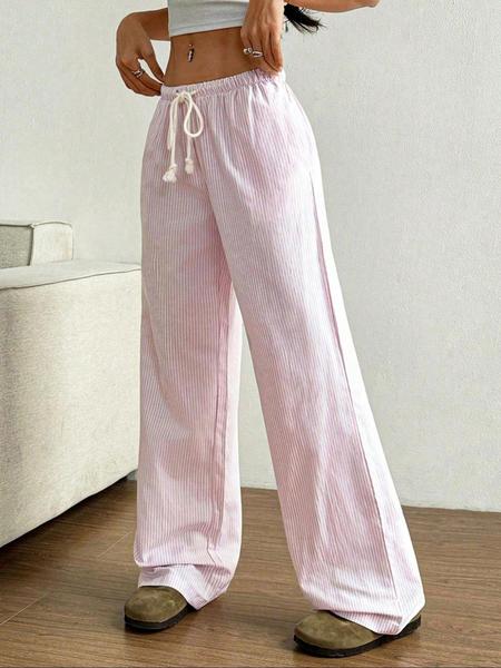 Women's Striped Print Pants, Casual Comfy Trousers for Daily Wear, Ladies Bottoms for Spring