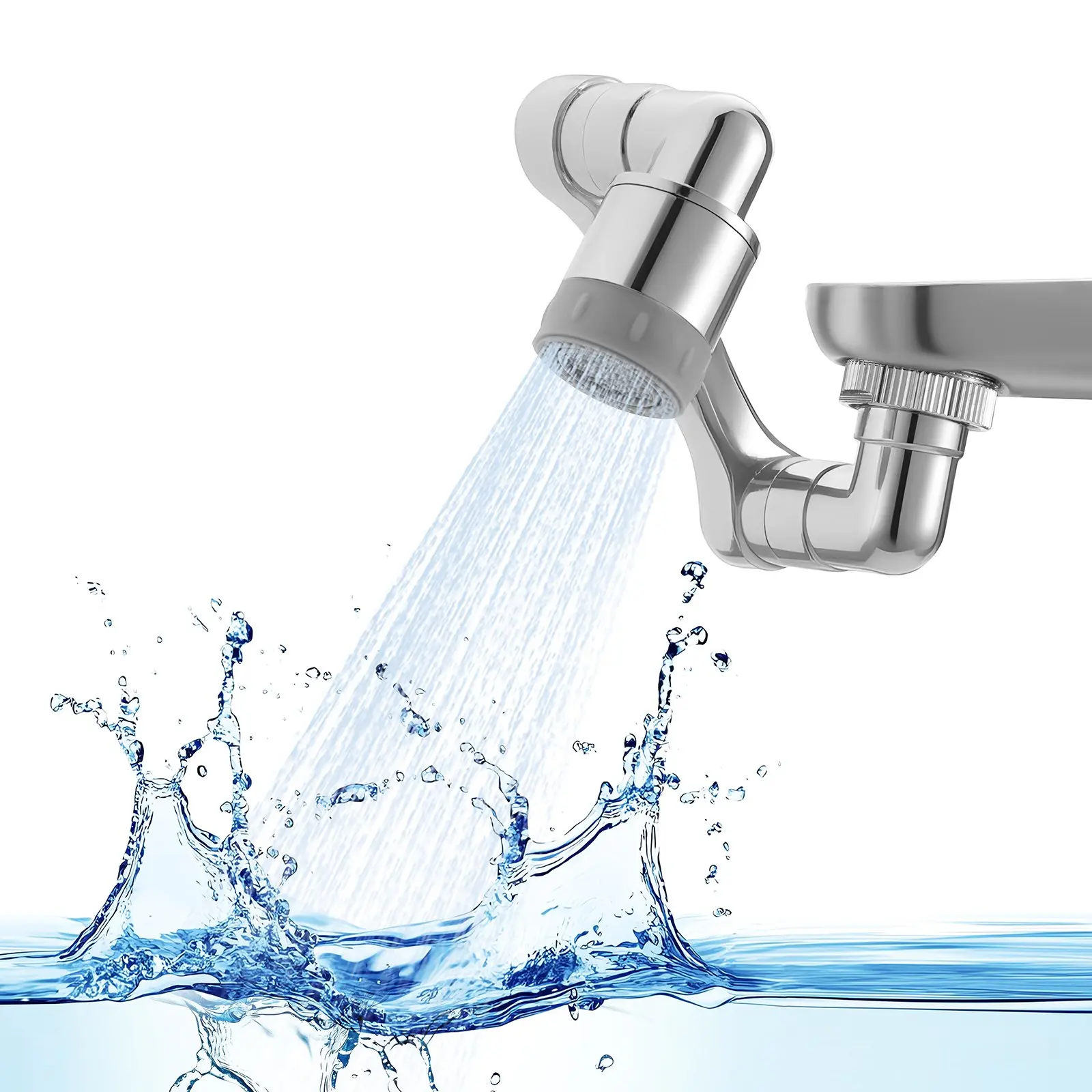 VEVOR 1080 Swivel Faucet Extender, 2 Sprayer Modes Sink Water Faucet Aerator Extension, Kitchen Bathroom Rotatable Spray Attachment with Brass Robotic Arm, Rotating Splash Filter Wash Hand/Hair/Face